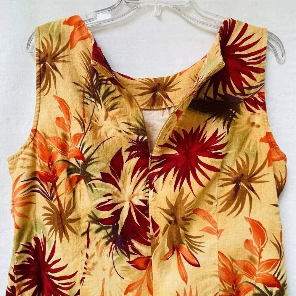 Scarlett Linen Blouse Womens16 Floral Print Sleeveless Beach Feminine Office